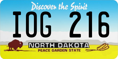 ND license plate IOG216