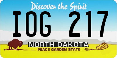 ND license plate IOG217
