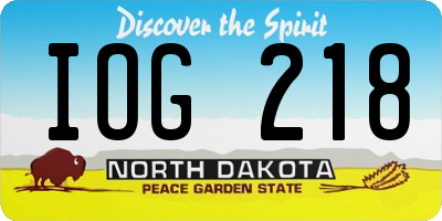 ND license plate IOG218