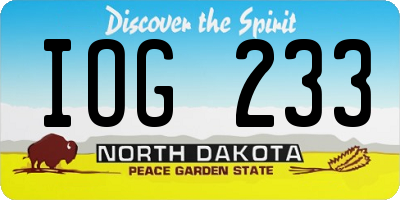 ND license plate IOG233