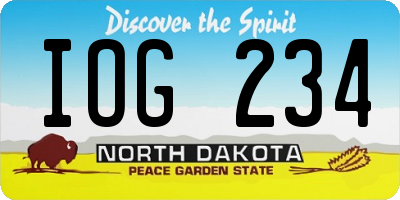ND license plate IOG234