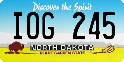 ND license plate IOG245