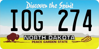 ND license plate IOG274