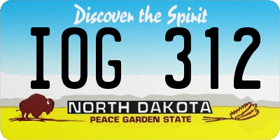 ND license plate IOG312