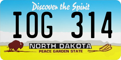 ND license plate IOG314