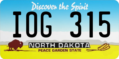 ND license plate IOG315