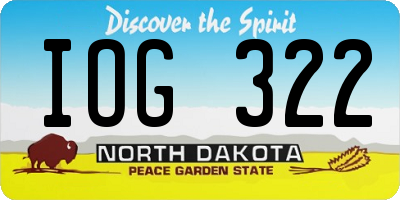ND license plate IOG322