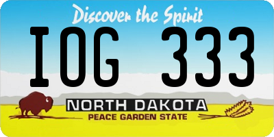 ND license plate IOG333