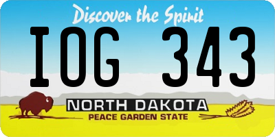ND license plate IOG343