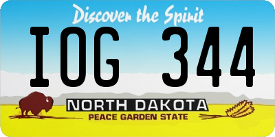 ND license plate IOG344