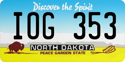 ND license plate IOG353
