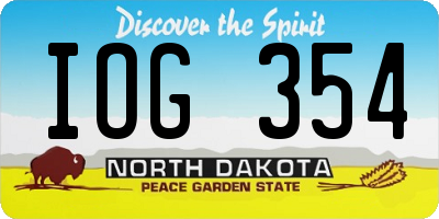 ND license plate IOG354