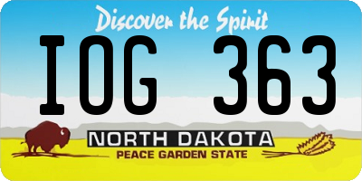 ND license plate IOG363