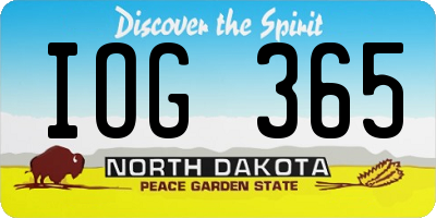 ND license plate IOG365