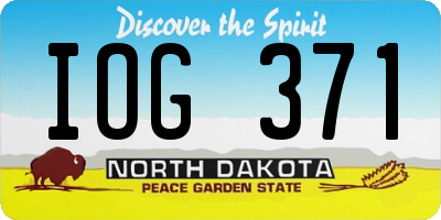 ND license plate IOG371