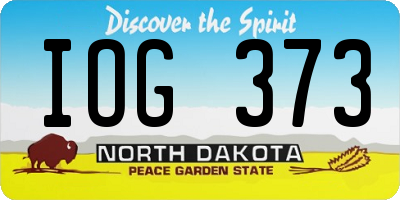 ND license plate IOG373
