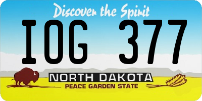 ND license plate IOG377
