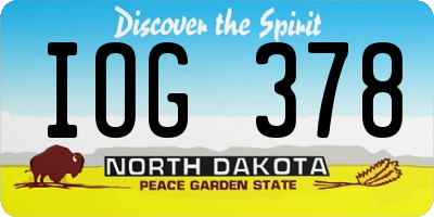 ND license plate IOG378