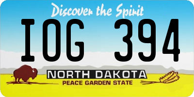 ND license plate IOG394