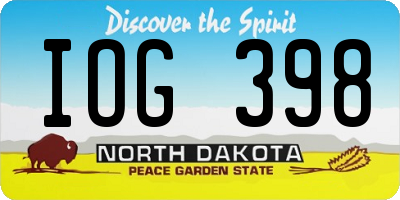 ND license plate IOG398