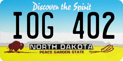 ND license plate IOG402