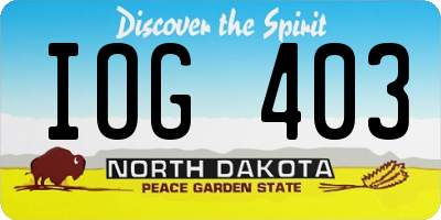 ND license plate IOG403