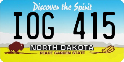 ND license plate IOG415
