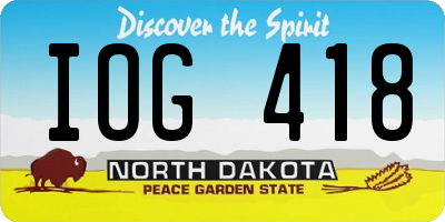 ND license plate IOG418