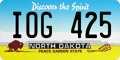ND license plate IOG425