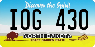 ND license plate IOG430