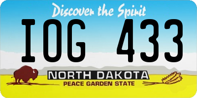 ND license plate IOG433