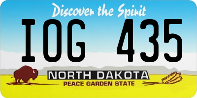 ND license plate IOG435