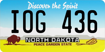 ND license plate IOG436