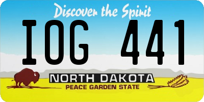 ND license plate IOG441