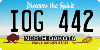 ND license plate IOG442