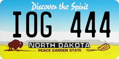 ND license plate IOG444
