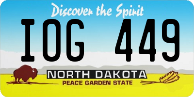 ND license plate IOG449