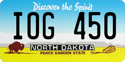 ND license plate IOG450