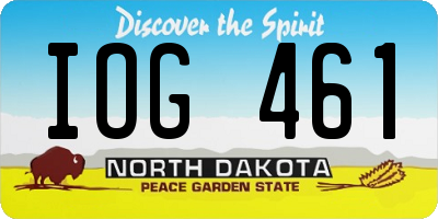 ND license plate IOG461