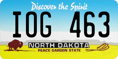 ND license plate IOG463