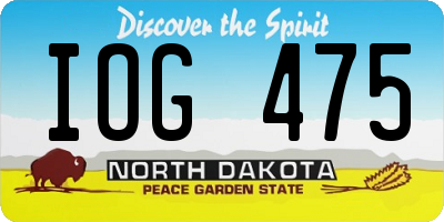 ND license plate IOG475
