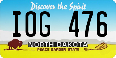 ND license plate IOG476