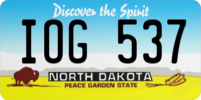 ND license plate IOG537