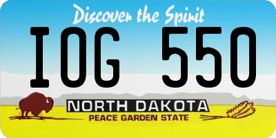 ND license plate IOG550