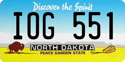 ND license plate IOG551