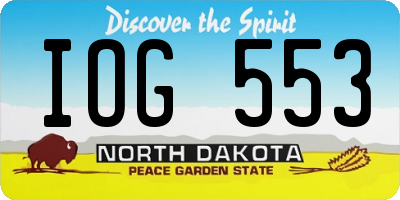 ND license plate IOG553