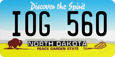 ND license plate IOG560