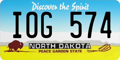ND license plate IOG574