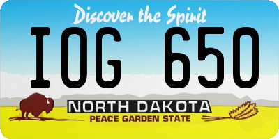 ND license plate IOG650