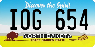 ND license plate IOG654